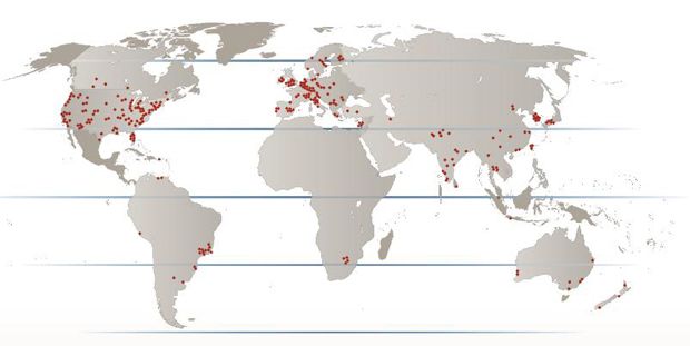 map of thermal technology furnace installations across the world