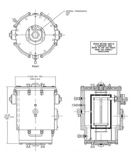 composite cross section of laboratory furnace schematics